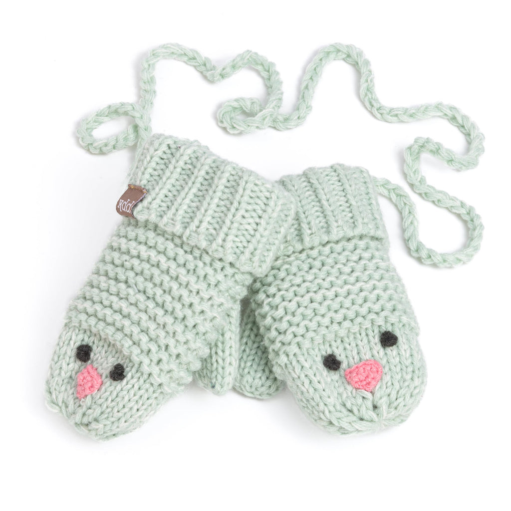 Knit Baby Chick Mittens with Cord-For Kids, Toddler Girls Age 1-6 Years, Cute Design