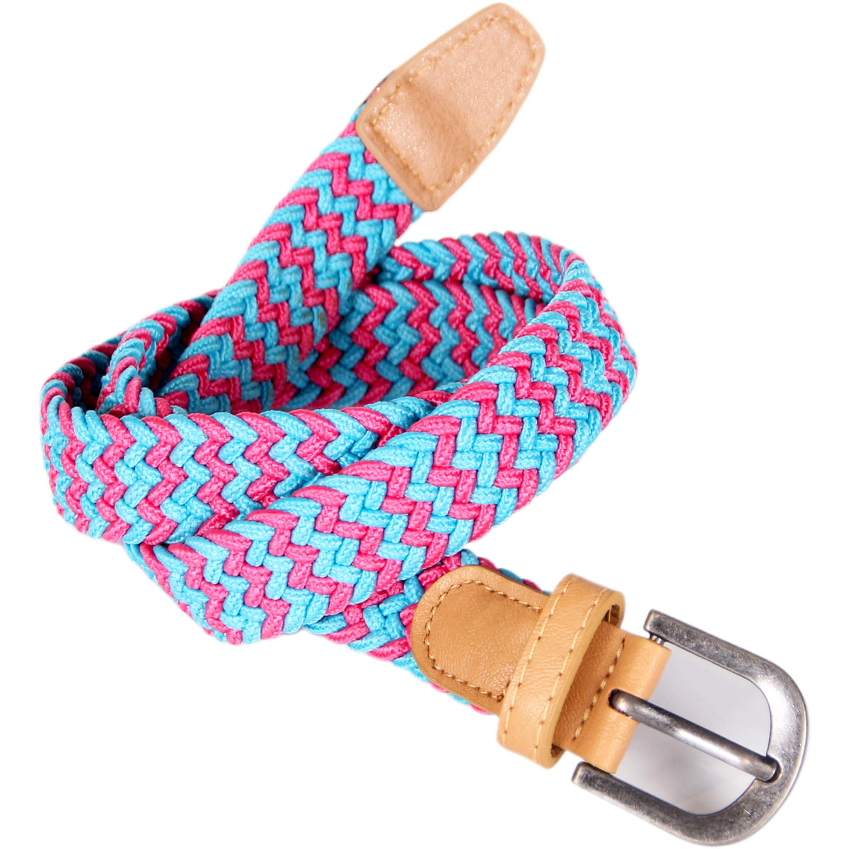 Girls Stretch Cord Braided Leather Belt - Children's Age (4-7 Y) (8-14Y)