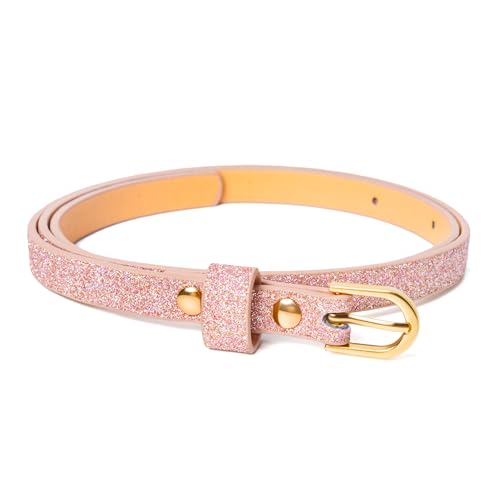 Ultra-Skinny Sparkly Glitter Belt for Girls 4 to 14