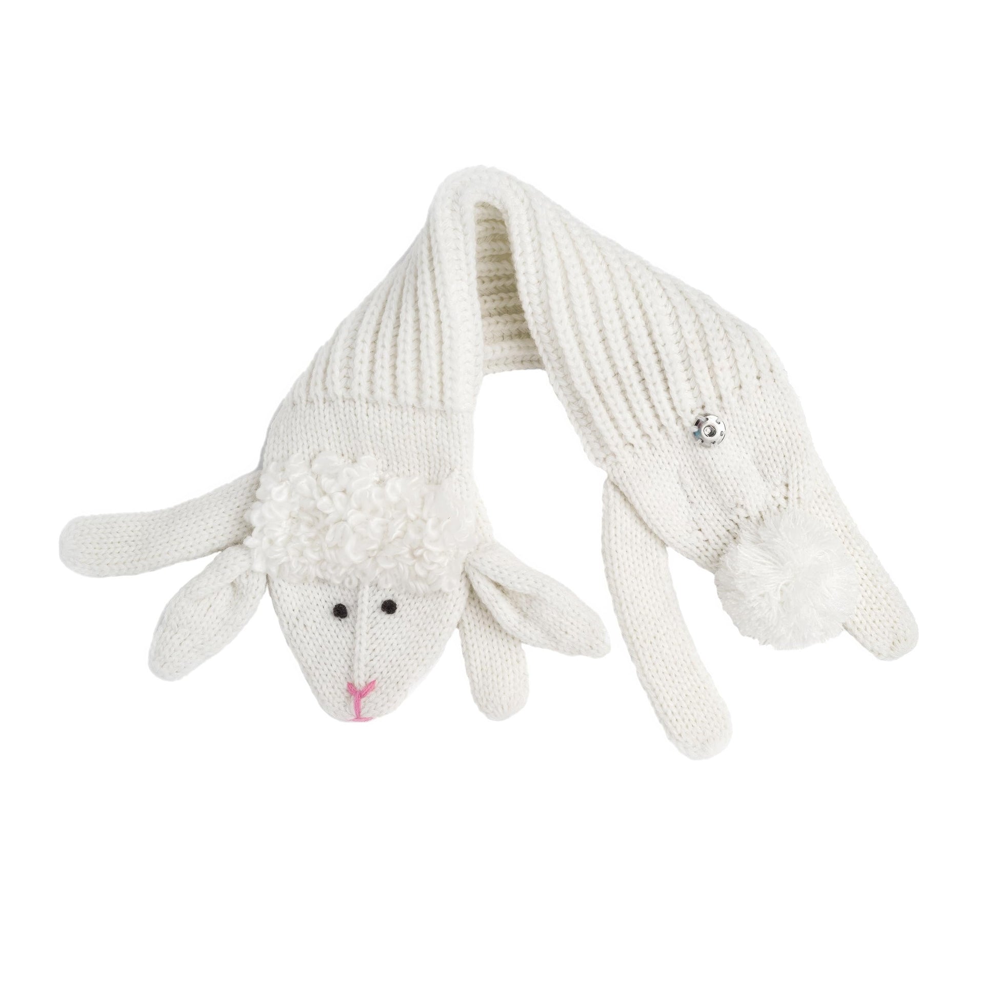 Knitted Baby Lamb Scarf - for Girls Ages 4-12Y, White