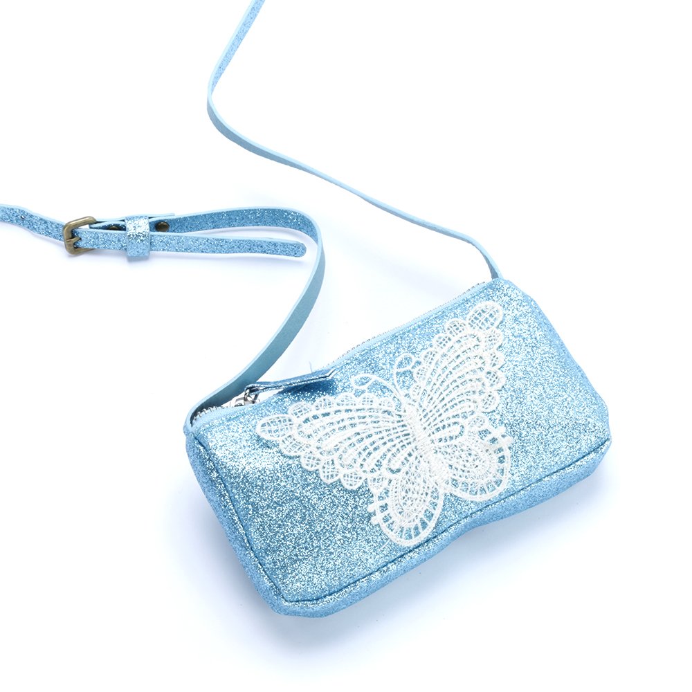 Little Girl Sparkly Glitter Purse - Butterfly ( Blue)