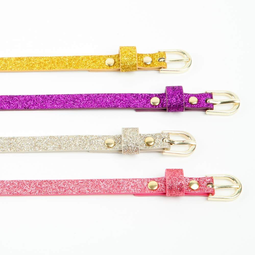 Ultra-Skinny Sparkly Glitter Belt for Girls 4 to 14