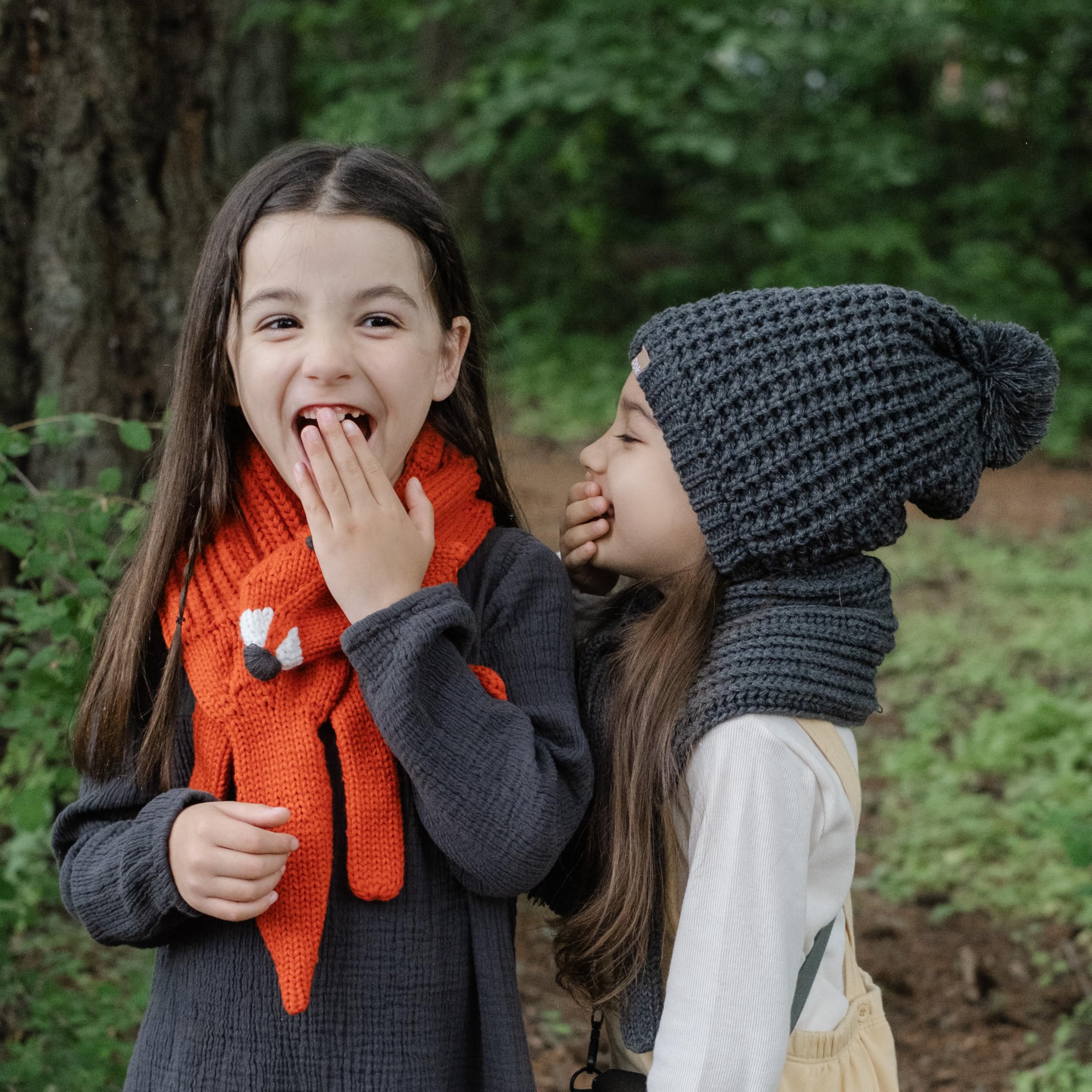 Girls Fox Scarf - Neck Warmer with Snap Button (Ages 4-12 Years)