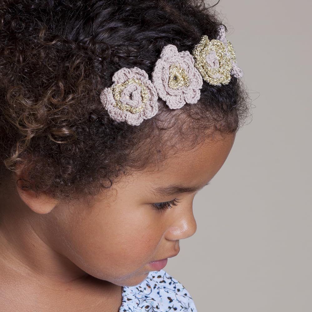 Peppercorn Kids Girls Flower Crown Headband (Age 3-8 Years) - Unique Design, Artisan Knit Hairband for Toddlers and Young Girls
