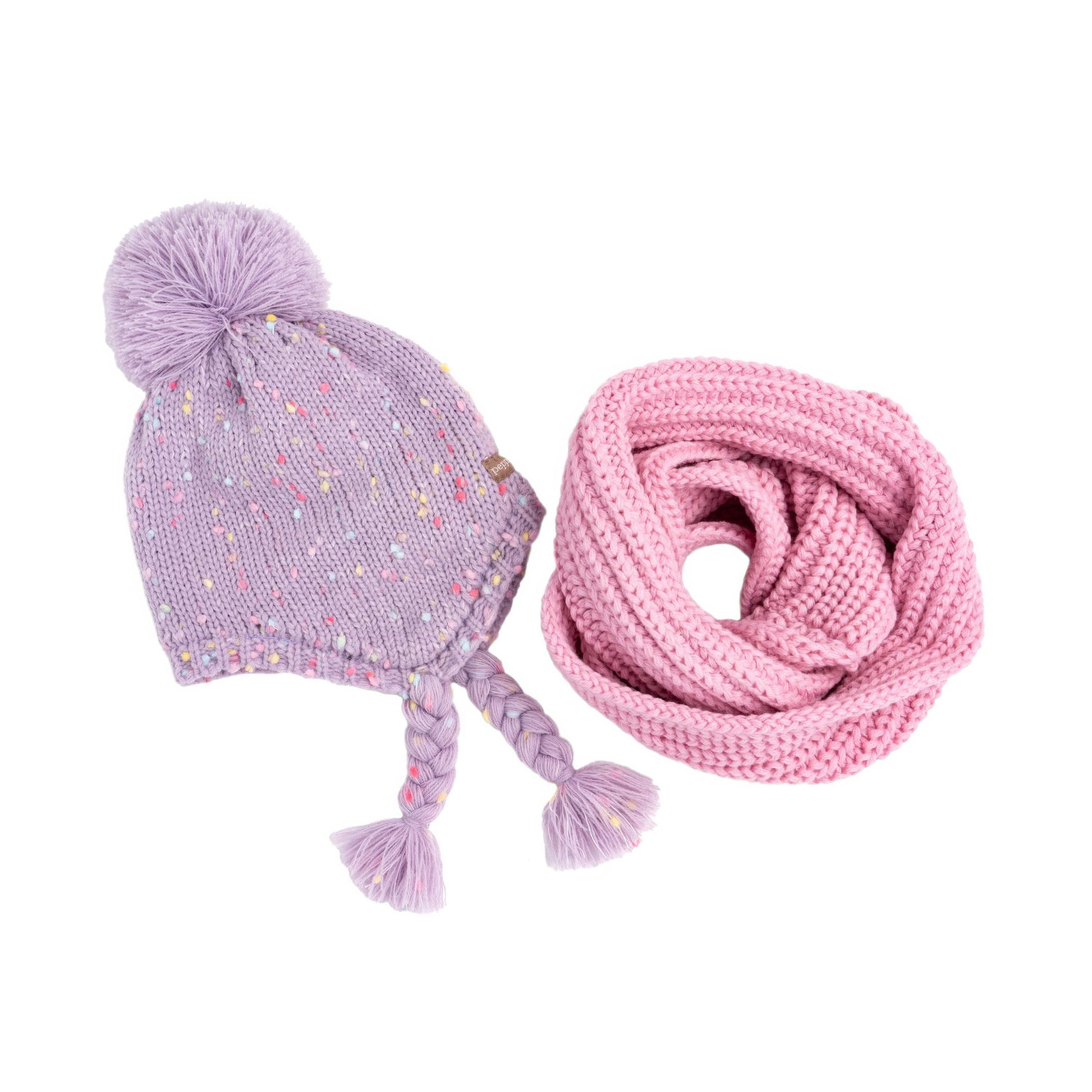 Girls Pink Winter Hat Set with Scarf