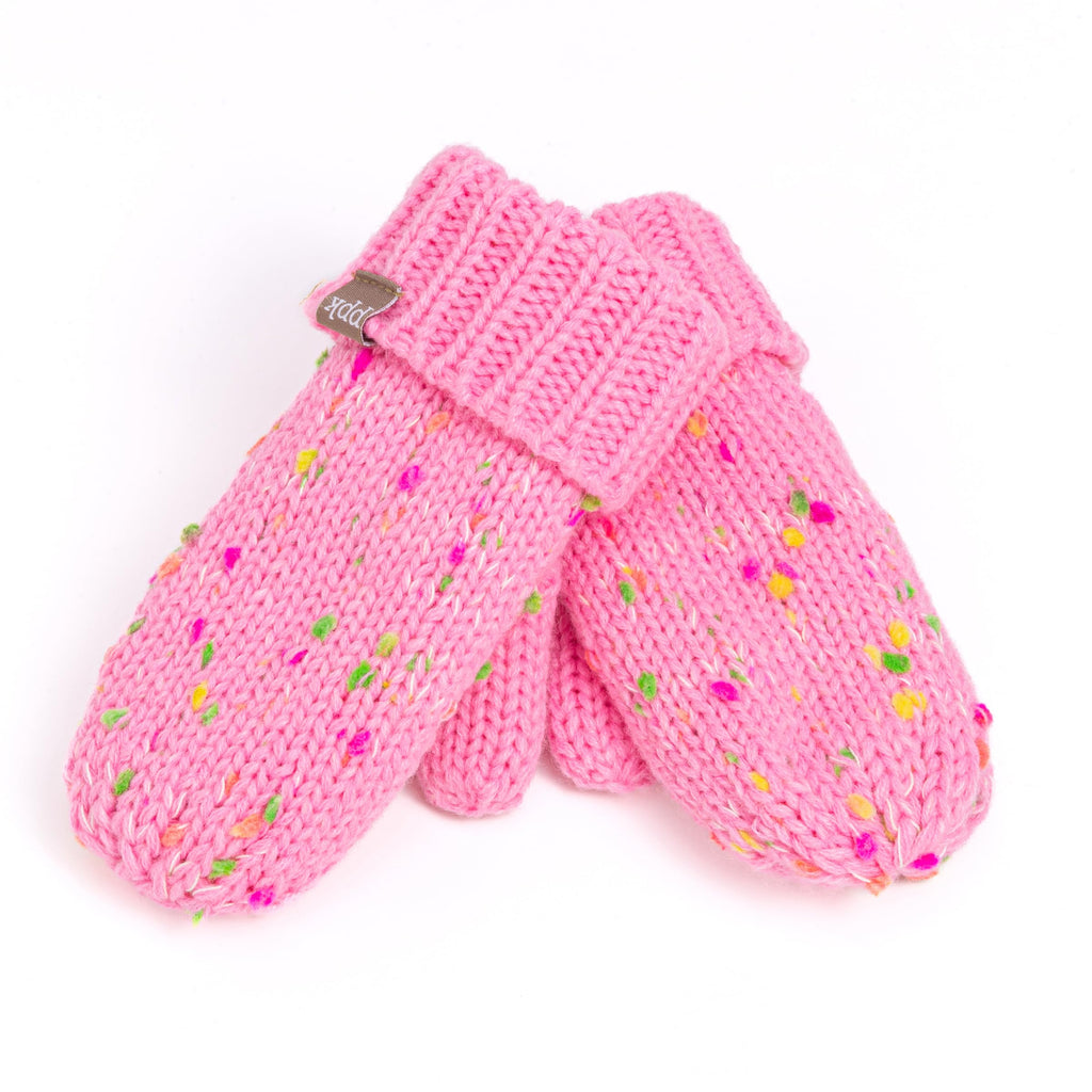Girls Fun Speckled Knit Mittens for Kids All Ages 1-12 Years, Premium Quality, Fleece-lined Cold Weather Essential