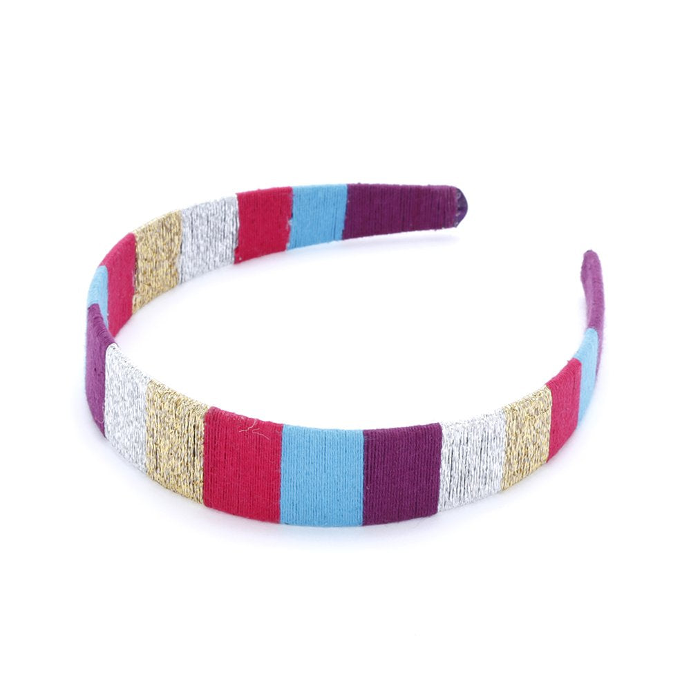 Colorful Yarn-Wrapped Headband for Girls 3-10 Year