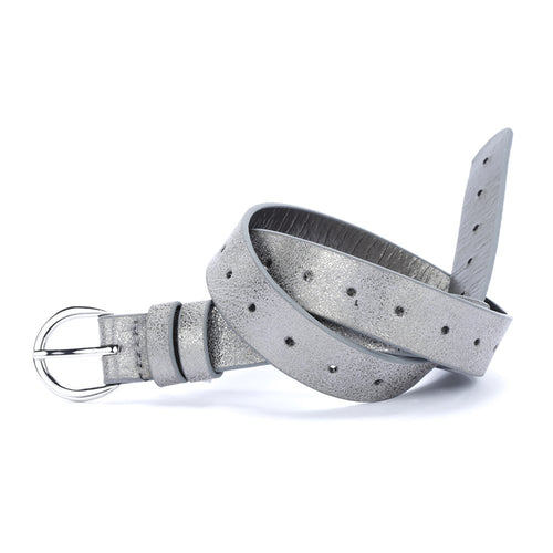 Girls Perforated Mettalic Leather Belt (Kids All Ages 4-7, 8-14 Years) Stylish, Fun and Practical for Everyday Use