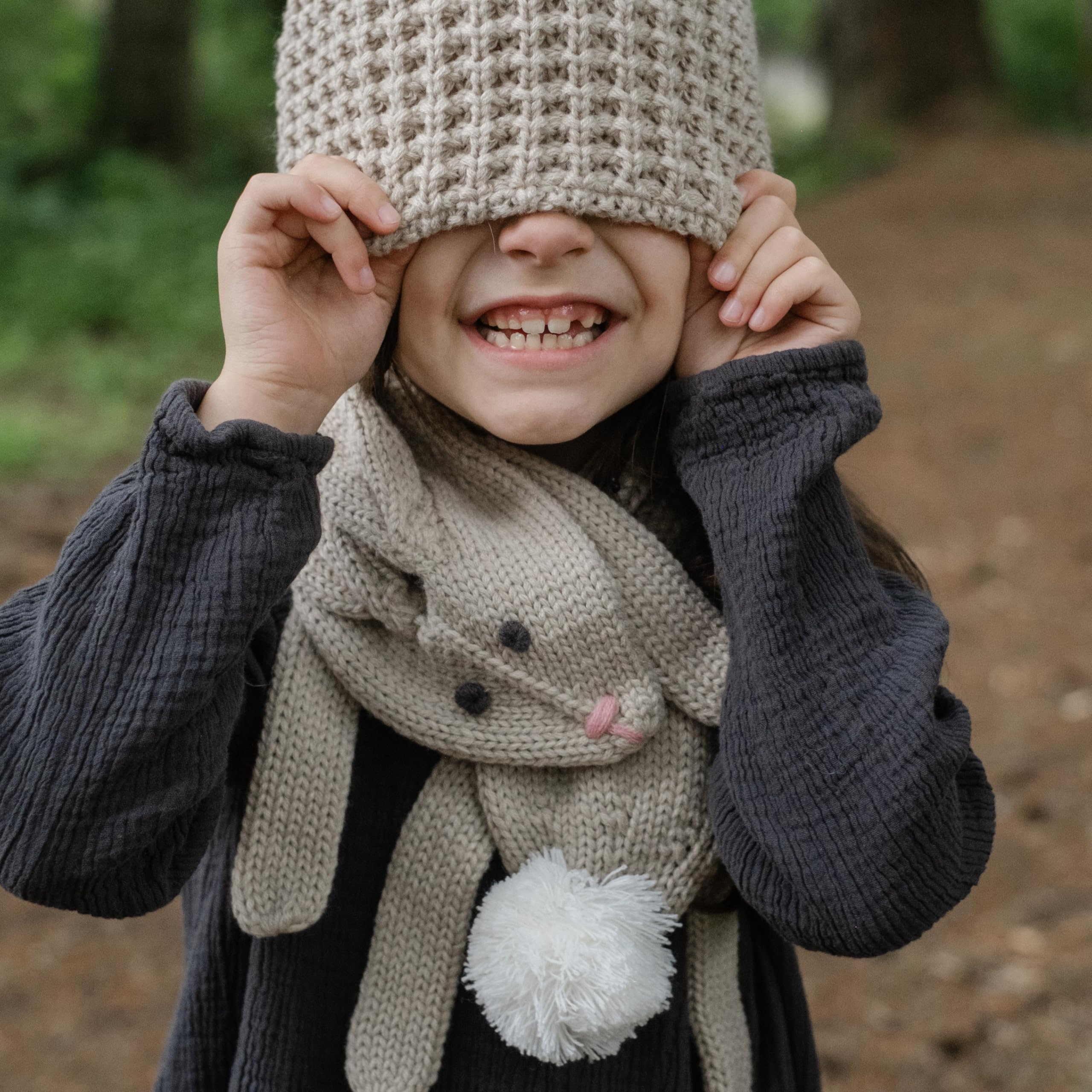 Soft Bunny Knitted Winter Neck Scarf- (Toddlers, Kids Age 4/5-12Yr)- Unisex