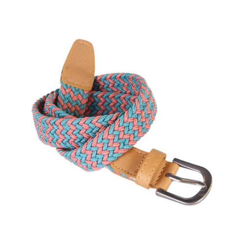 Girls Stretch Cord Braided Leather Belt - Children's Age (4-7 Y) (8-14Y)