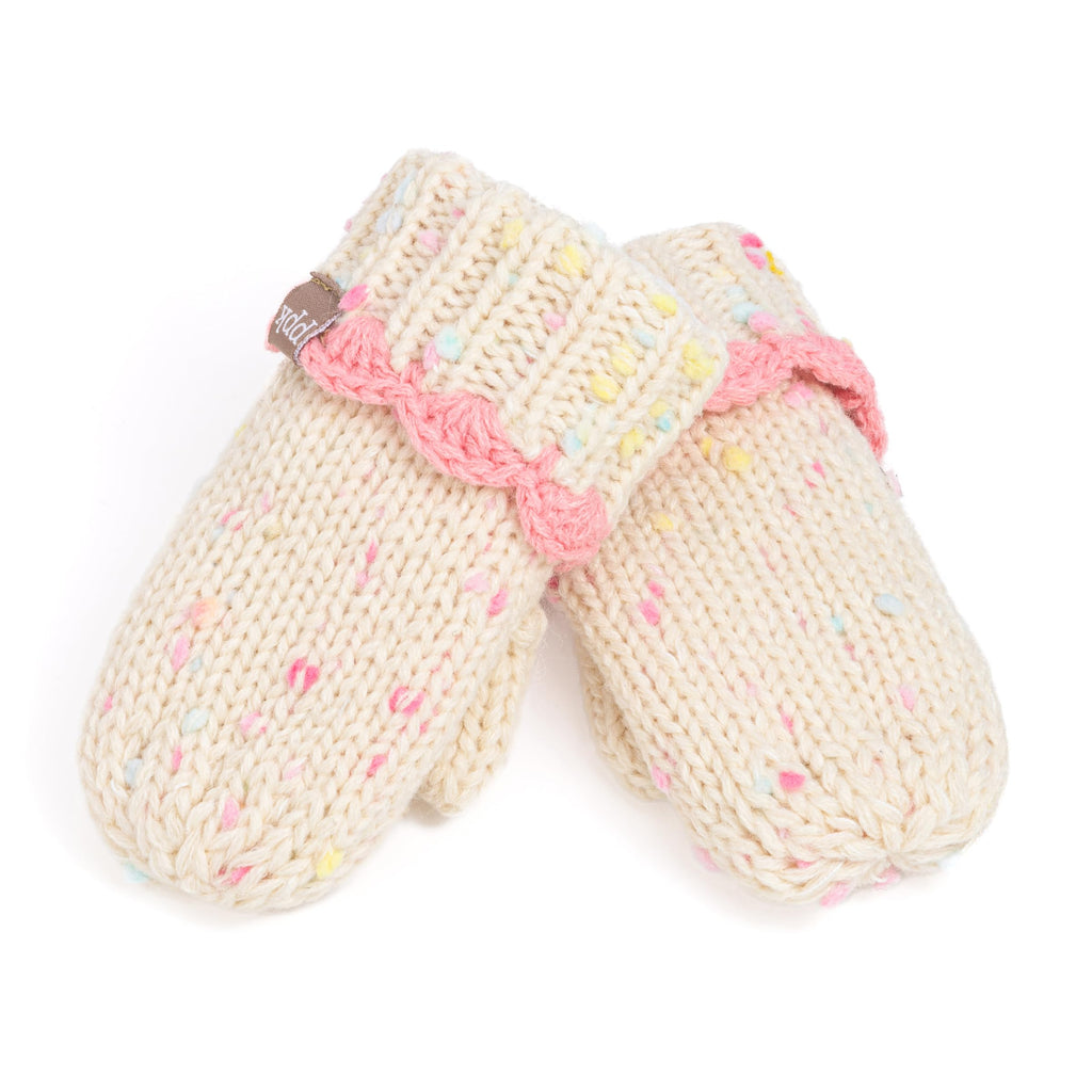 Cupcake Shaped Knit Beanie Hat 2-Pc Set with Mittens, for Toddler, Girls 2-6 Y, Cute Novelty Design