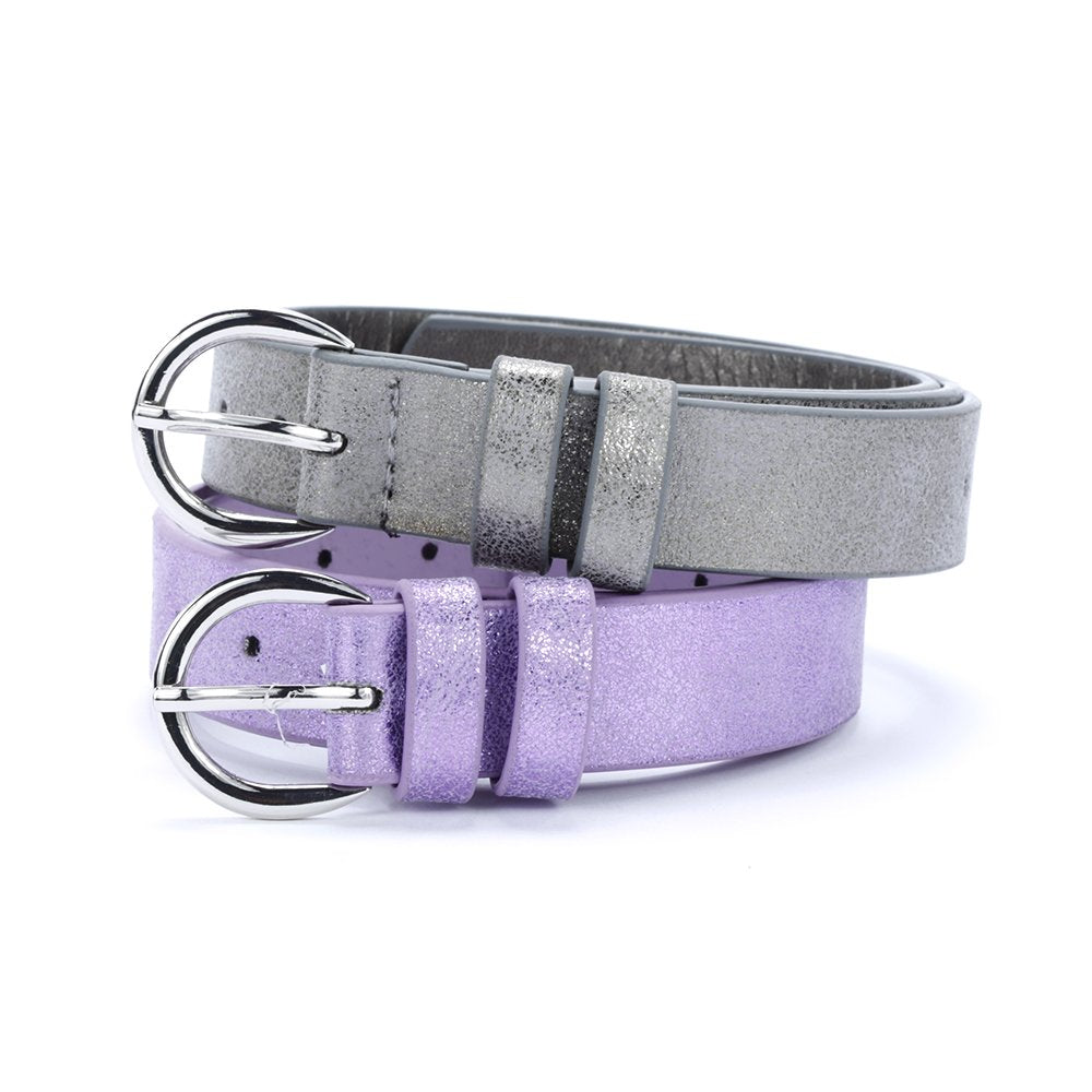 Girls Perforated Metallic Leather Belt (Ages 4 to 14) Stylish, Fun and Practical