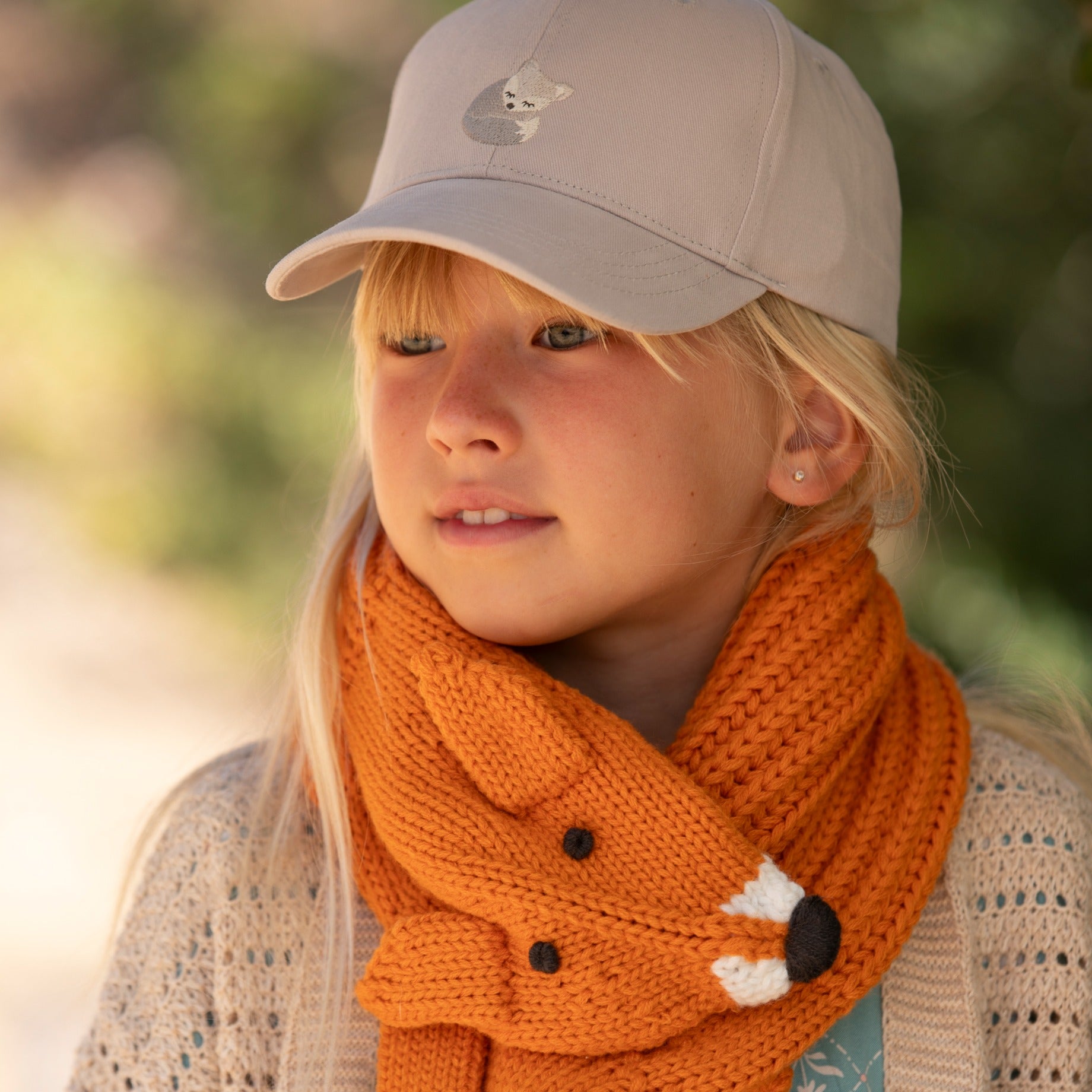 Kids Fox Knitted Neck Scarf - Fun Critter Design for Children All Ages, Unisex, Orange
